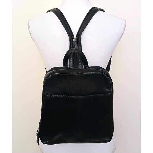 Transit Genuine Blk Genuine Leather Backpack Multi Zip Pockets 10X3X10 Packable main image 8